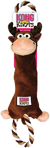 KONG - Tugger Knots Moose - Tug of War Dog Toy, Minimal Stuffing and Looped Ropes for added Strength - For Medium/Large Dogs
