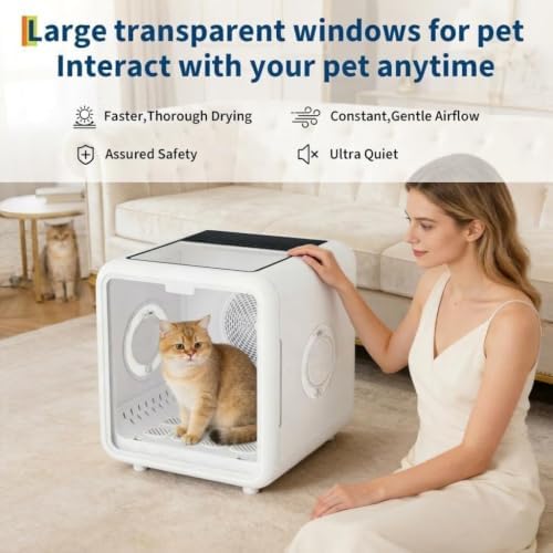 Pet Drying Box 360° High-Efficiency Drying System, 72L Comfort Design, Safety with Smart Temperature Control, LED Control Panel & Smart Auto-Open Door