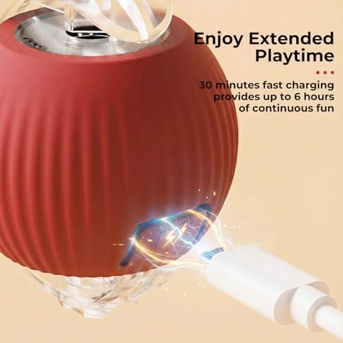 Interactive electric automatic 360 rolling USB rechargeable motion-sensing toy smart chasing cat ball, equipped with a quick tail rope, specially designed for active adult cats and indoor dogs.