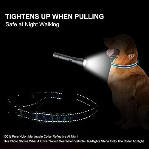 Personalized Martingale Dog Collar-Reflective Martingale Collars with Buckle, Custom Training Martingale Dog Collars Embroidered with Name and Phone Number for Small Medium Large Dogs