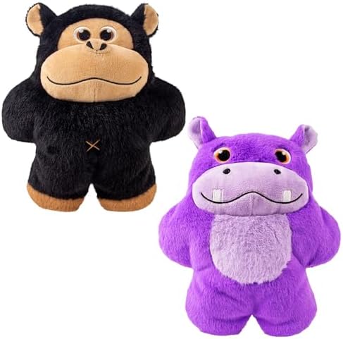 KONG Snuzzles Dog Toy X-Large – Plush Squeaky Dog Toy for Large Breeds – Ultra-Soft, Crinkle Sounds, Durable Interactive Dog Chew Toy for Medium & Large Dogs (Hippo/Gorilla Combo)