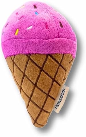 7" Squeaky Plush Toy for Puppies Small Dogs Self Etertainment Washable Soft Made [PET ONLY] (Ice-creeam)