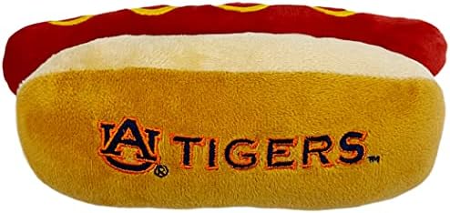 NCAA Auburn Tigers HOT Dog Plush Dog & CAT Squeak Toy- Cutest HOT-Dog Snack Plush Toy for Dogs & Cats with Inner Squeaker & Beautiful Football/Basketball Team Name/Logo