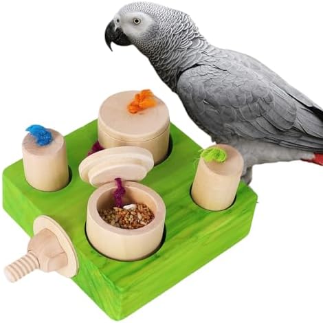 Birdie Puzzle Feeder - Interactive Foraging Toy for Parrots, Parakeets, Cockatiels, Conures | Mental Enrichment & Stimulation Game to Prevent Boredom (Green)