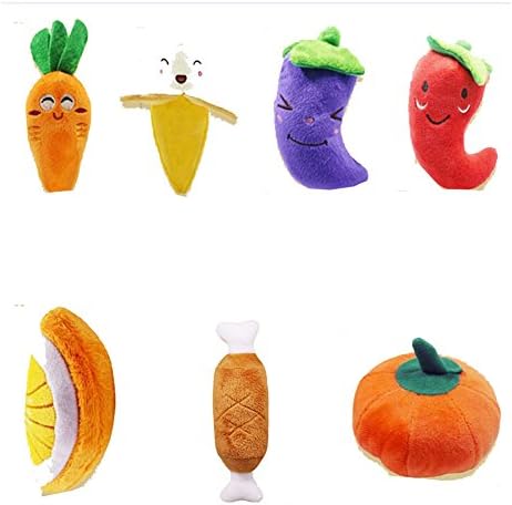 Pet Squeaky Toys Vegetables & Fruits Plush Dog or Cat Chew Toys for Puppies Small Dogs