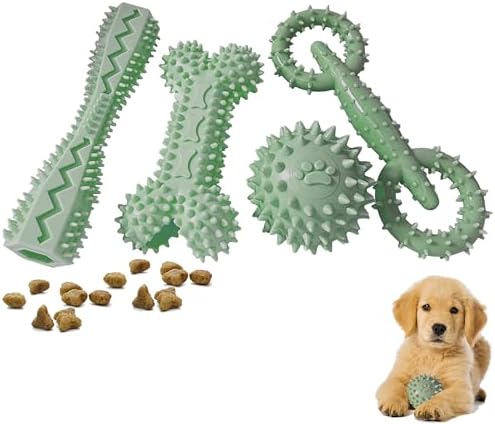 Puppy Teething Toys Rubber Bone Molar Ball Interactive Donut Treat Dumbbell