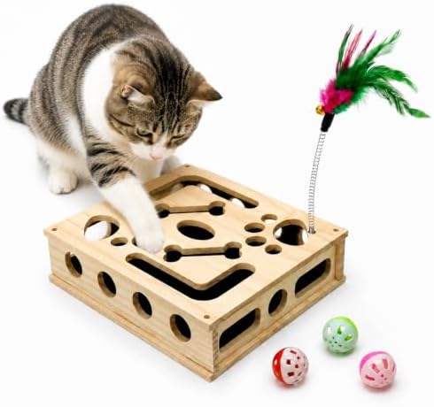 Cat Nail File Scratch Enrichment Box for Indoor Cat with Sandpaper BellBall