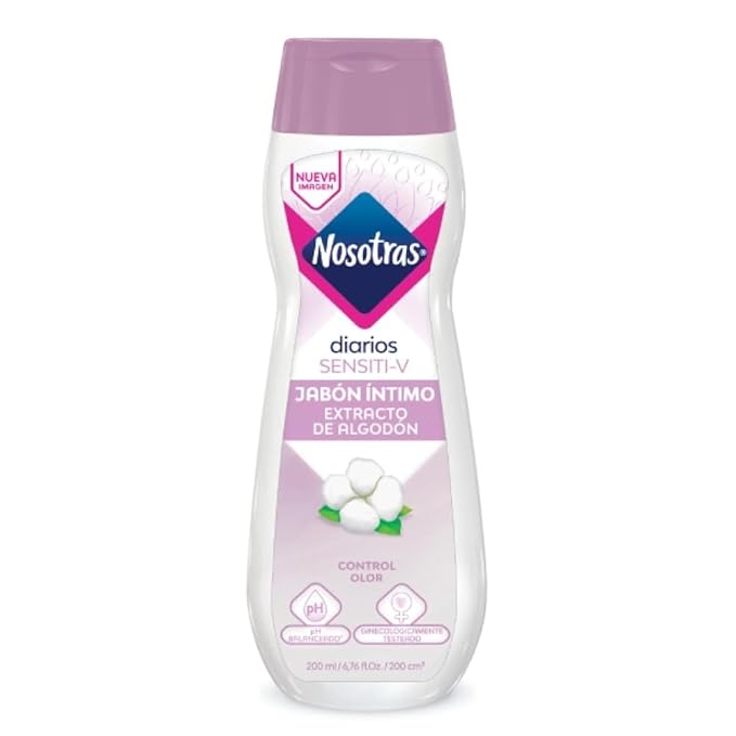 Nosotras Feminine Wash Set Intimate Soap Sensiti-V | Kit Jabon Intimo y Pañitos Humedos Sensiti-V Extracto de Algodon Colombia (6.76oz - 200ml)