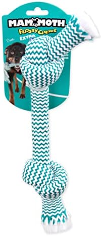 Mammoth Flossy Chews EXTRA FRESH 2 Knot Bone - Premium Cotton-Poly Yarn with Dental Floss Tug Toy for Dogs - Interactive Dog Rope Toy - Tug Dog Chew Toy for Medium Dogs - Large, 14”