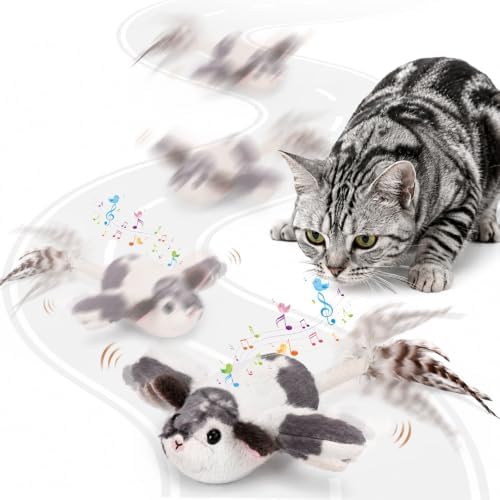 BABORUI Interactive Cat Toy Flying Mouse, Spotted Mouse
