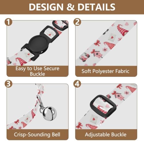 Cute Gnomes Hats Kitten Collar with Bell 2 Pack Dog Collar Adjustable 10.6 to 17.1 Inches