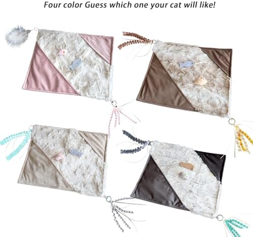 Cat Crinkle Mat with Mouse Toy,14x16" Interactive Cats Play Mat with Catnip