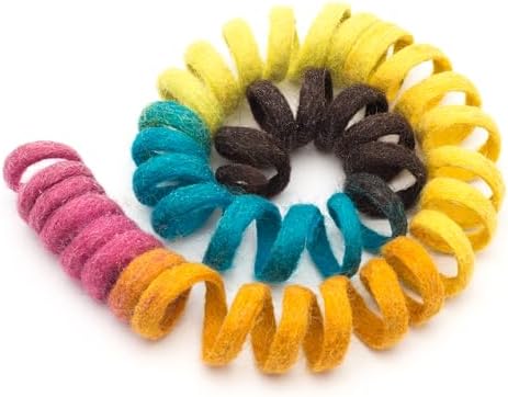 Glaciart One XL Felt Spring Cat Toy – Soft Fuzzy Enrichment 100% Natural Wool - Interactive Stretchable Play Cat Toy Set - Safe for Pets, Non-AZO Colored Dyes - 40” Long
