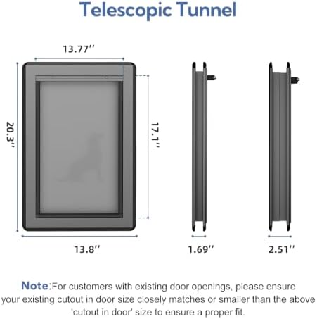 Large Dog Door for for Interior/Exterior Doors, Aluminum Frame | Full Seal-Flaps, for Interior and Exterior Doors, Energy-Efficient Insulated Doggy Door, Extreme Weather, Sliding Lock Panel