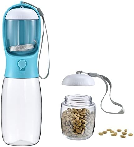 Cibaabo Dog Water Bottle Portable with Food Container & Filter for Travel | Feeding & Hydration | Travel Water Bowl | Portable Pet Dispenser | Dog Gifts | Puppy Essentials | for Hiking Camping Beach