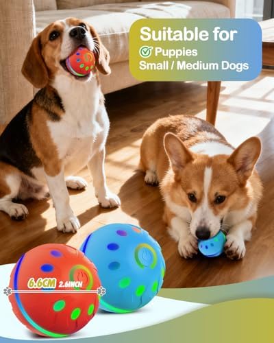 Zoomsnail 2 Pack Interactive Dog Toys with Lights, BPA-Free Automatic Dog Balls, 2 Modes, Rechargeable Waterproof Rolling Dog Ball Toys for Small & Medium Dogs, Interactive Dog Ball Gift Set