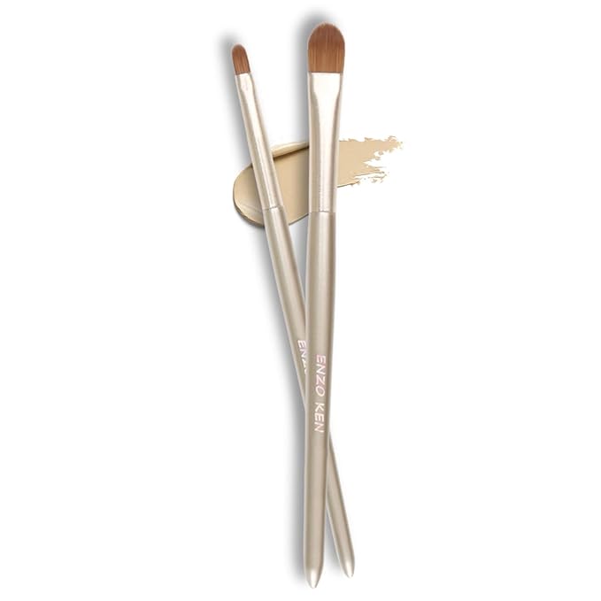 Flat Concealer Foundation Brush and Lip Brush, Mini Under Eye Blending Set, Small Essential Liquid Makeup Brush for Eye Dark Circles Puffiness, Liquid Blush Lipstick, Lipgloss, Spots.