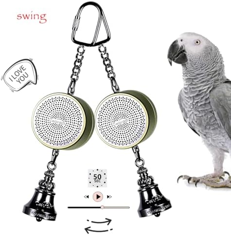 Colorday Bird Toys Parrot Talking Coach & Interactive Voice Bell for Parakeet, African Grey, Amazon Parrots, Quaker, Cockatiel, Conure (Blue)