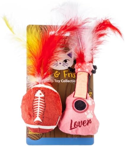 Haute Diggity Kitty Era Tour Guitar + Football Set, Soft Plush Cat Toys