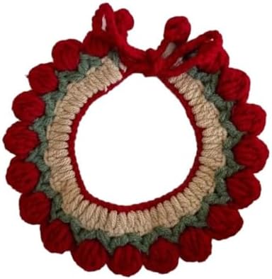 Pet Collars 10 Pcs Pet Floral Edge Knitted Bib Collar for Cats Dogs Cute Scarf Necklace