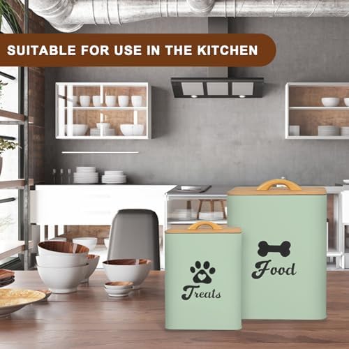 Dog Treat Container 2PCS, Dog Food Storage Container with Lids Airtight, Dog Treat Jars for Kitchen Counter-7+3Lbs (Saga Green)