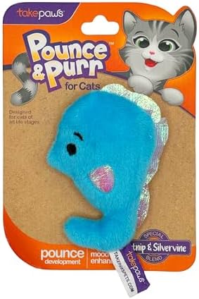 Catnip & Silvervine Plush Cat Toy for Kittens - Seahorse
