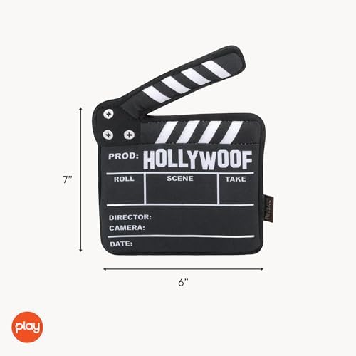 P.L.A.Y. Cute Plush Dog Toys - Hollywoof Cinema, Movie Themed Durable Squeaker Chew Toy, Great for Puppies & Small, Medium, Large Dogs - Machine Washable, Recycled Materials (Doggy Director Board)