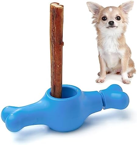 Interactive Bully Stick Holder for Dogs, Prevent Chocking Safety Device, Long Enough Screw to Lock, Seesaw Shape(Small)