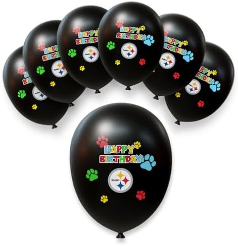 NFL Pittsburgh Steelers Pet Birthday Party Balloons Set of 6 Licensed NFL Football Team Dog & Cat Birthday Party Decoration Sports Theme Dogs B-Day Pawty Balloon Celebration
