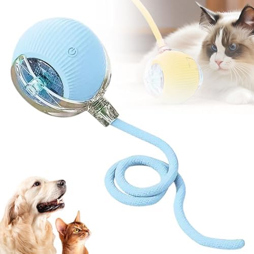 2026 Interactive Rolling Cat Dog Ball Toy – Smart Automatic Self-Moving Pet Toy, Upgraded Smart Automatic Electric Dog Ball for Bored Cats and Dogs (Blue)