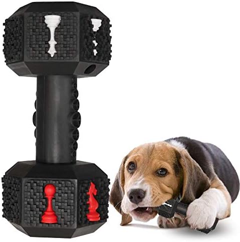 Dog Chew Toys for Aggressive Chewers Indestructible Dog Toys Tough Natural Rubber Dumbbell Toy for Small Medium Large Dogs XLarge Black
