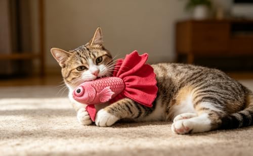 Catnip Cat Toys, 3-Pack Catnip Toys for Cats, Soft and Durable with Catnip, Interactive Kitten Toys for Indoor Cats, Fish Shape（ Blue & Yellow & Red）