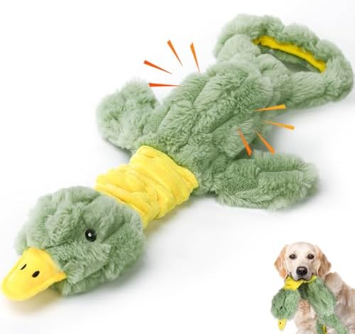 Large Plush Squeaky Dog Toys, Interactive Tug of War Puppy Toys for Indoor Play - Duck Stuffed Dog Toys with Soft Fabric for Small, Medium, and Large Pets