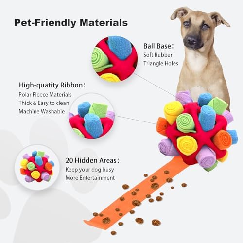 Interactive Snuffle Toys for Dogs, Sniffle Interactive Treat Game Ball, Furry Fellow Snuffle Master, Encouraging Natural Foraging Skills (Red, Triangle)