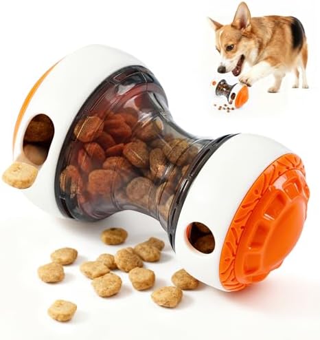 Dog Puzzle Toy - Adjustable Treat Dispensing Ball Food Dispenser Slow Feeder, Puppy Enrichment Training Toy, Pet Interactive Chase Toy for Small Medium Dogs to Keep Them Busy and Relieve Boredom