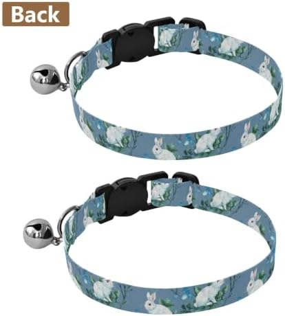 Blue Flower Rabbit Collar for Puppy, 2 Pack Cat Collar Breakaway with Bell