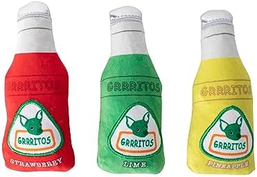 Fringe Studio Plush Dog Toy Set, Grrritos, Small 3 Piece Set, Pet Shop Collection (662041)