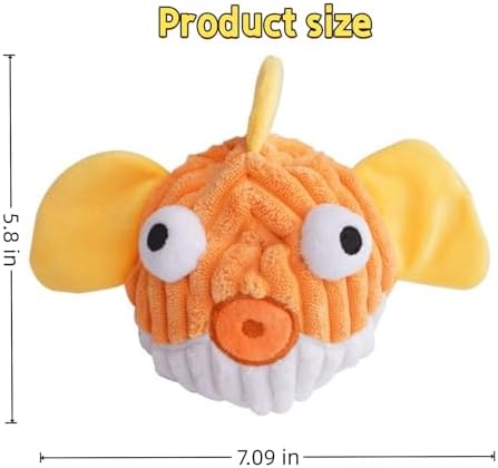 Interactive Squeaky Dog Chew Toy,No Stuffing Interactive Chew Toy for Small Medium Large Dogs, Training Reward Gift for Pets(Yellow Fish)