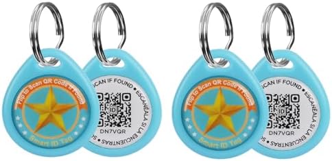 QR Code Smart Pet ID Tag for Cats Dogs - Waterproof Durable Pet Identity Tracking Accessory No Fees & Privacy Protection Personalized for Dogs and Cats (Blue*2, S)