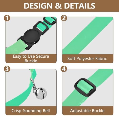 Green Gradient Kitten Collars 2 Pack Collars for Cats Adjustable Length 10.6" to 17.1"