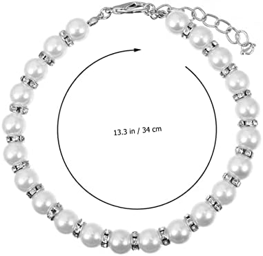 Kisangel Adjustable Imitation Pearl Pet Necklace Collar with Ribbon Bow Durable Wedding Collar for Cats and Dogs Smart and Comfortable Jewelry Accessory for Parties and Walks