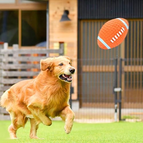 5.2” Squeaky Dog Toy Football, Rugby Shape Interactive Dog Balls for Medium and Large Dogs, Durable Dogs Balls for Chewing and Training (Large,1 Pcs)