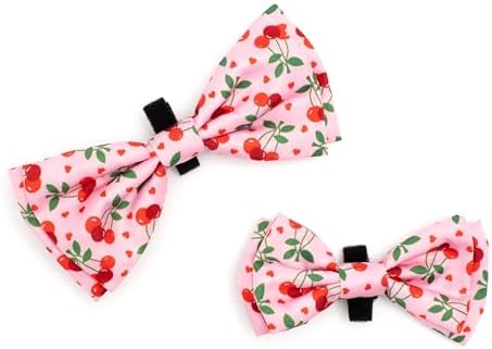 THE WORTHY DOG Spring Patterns Pet Bow Ties for Dogs & Cats, Cherries