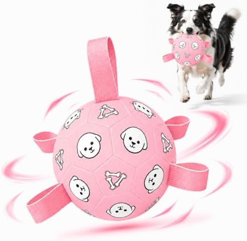 Dog Soccer Ball with Straps, 6 Inch Jolly Ball for Medium Dogs