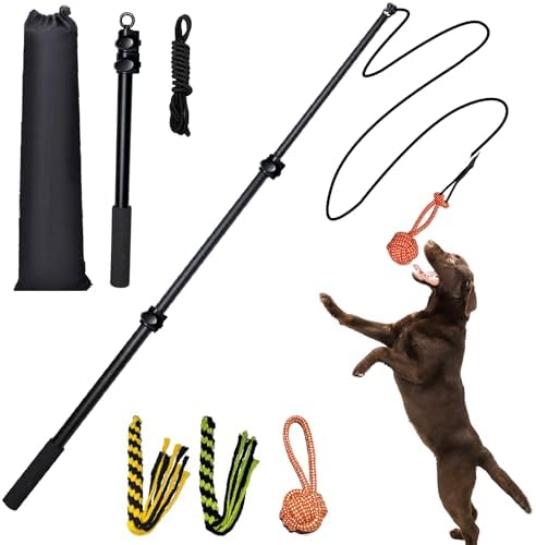 Flirt Pole for Dogs Heavy Duty 40inch Extendable Aluminum Alloy Dog Flirt Pole for Large/Medium/Small Gogs,Interactive Dog Toys for Indoor/Outdoor