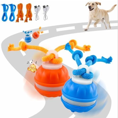 2PC P06 Smart Interactive Dog Toys Dog Balls with Rope for Small Medium Dog
