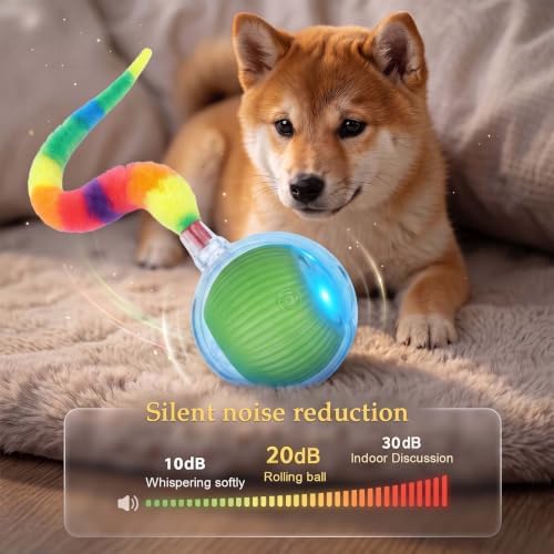 2PCS Interactive Cat Toy Rolling Ball Chewie Viral Dog Ball with Tail