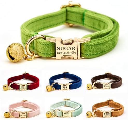 Personalized Cat Collar Custom Engraved with Name - Adjustable Cat Collar & Leash Set with Phone Number, Custom Cat Collar Chain, Unique Gift for Your Cat