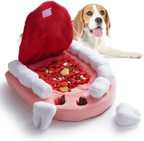 Nocciola Interactive Teeth Dog Toys – Enrichment Puzzle Funny Dog Toy for Small to Large Dogs, Hide and Seek Dog Toys to Keep Dogs Busy (White Teeth)