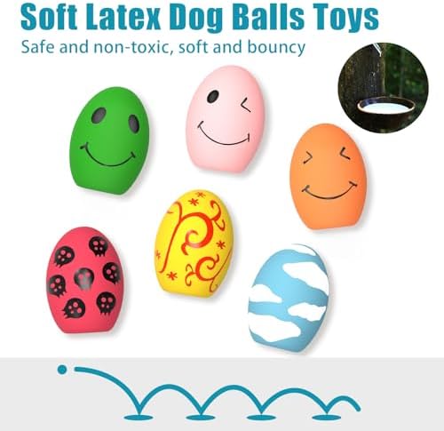 Dog Toys, Squeaky Latex Rubber Bouncy Balls, Squeaky Egg Dog Toys Balls, 3 Pack Interactive Squeak Dog Toy Set for Medium Large Breeds Dogs (3 Pack-A, Medium)